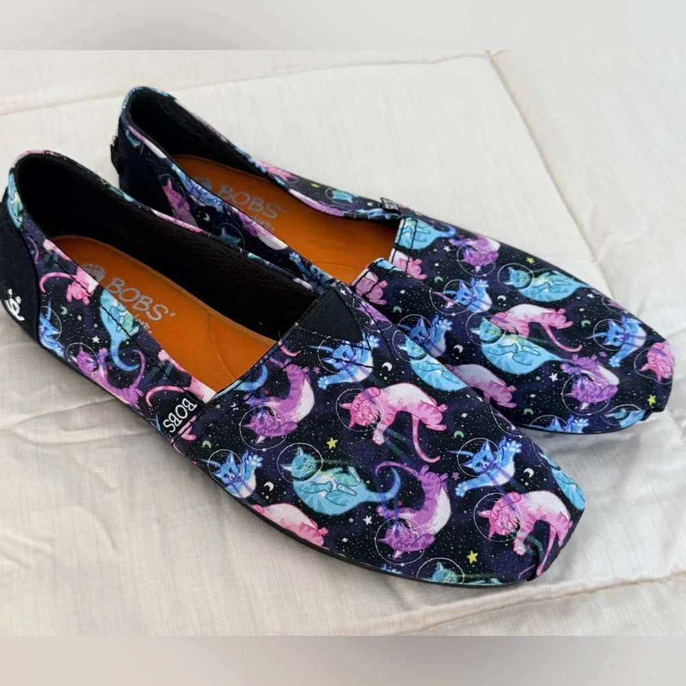 Bobs for Cats Skechers cat in space slip on canvas loafers memory foam 9 EUC - Picture 7 of 9
